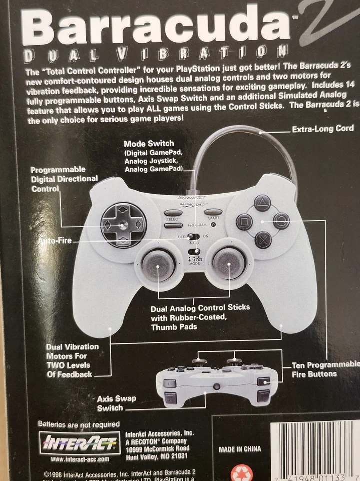 NEW BOXED PLAYSTATION INTERACT BARRACUDA 2 DUAL VIBRATION GAME CONTR. SV-1133 - Image 4 of 4