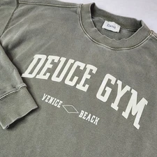 Elwood Green Sweatshirt Mens Medium Pullover Venice Beach Deuce Gym Logo