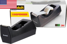 Desktop Tape Dispenser Black Weighted Office Tape Holder, 2.7" x 2.7" x 6.4", On