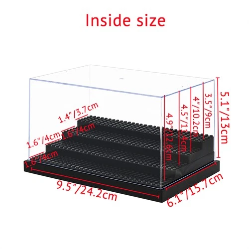 4-Steps Acrylic for Minifigure Display Case Stackable Box Clear Dustproof Clear