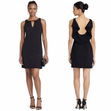 RACHEL ROY $368 Draped Back Shift Dress Sze 8 Black Keyhole Whimsigoth Party NEW