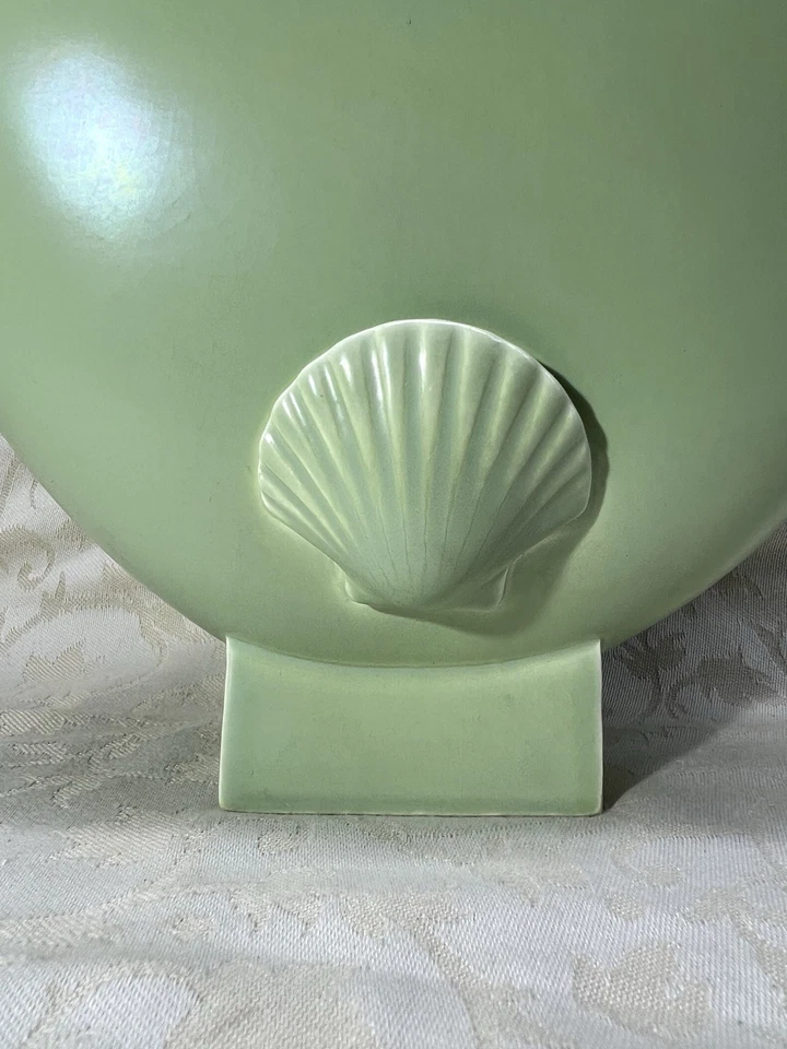 PRIMAVERA VASE COQUILLAGE COQUILLE SAINT JACQUES COLORE VERT ART DECO PARIS 1930 - Photo 2/4