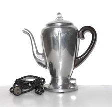 Vintage Mirro-Matic Aluminum Electric Coffee Percolator #102M, 8 Cups, Works!