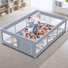 Baby Playpen 74"x50" with Mat Play Pens for Babies and Toddlers, Large Play Y...