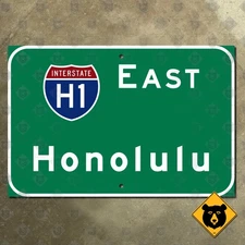 Hawaii Interstate H1 east Honolulu highway freeway road sign 15x10