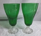 VTG 2 Anchor Hocking Emerald Green Burple Depression Ice Tea Water Goblet Boopie