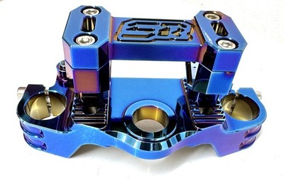 Staggs Racing CRF110/CRF125F BILLET TOP TRIPLE CLAMP RISER AND BAR MOUNT Blue
