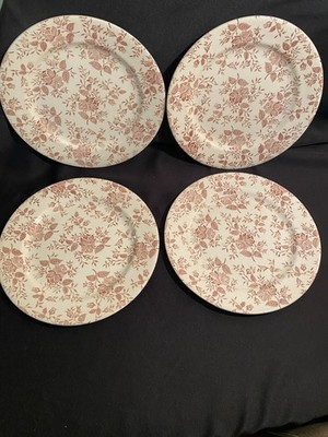 4 EIT English Ironstone Rose Dinner Plates