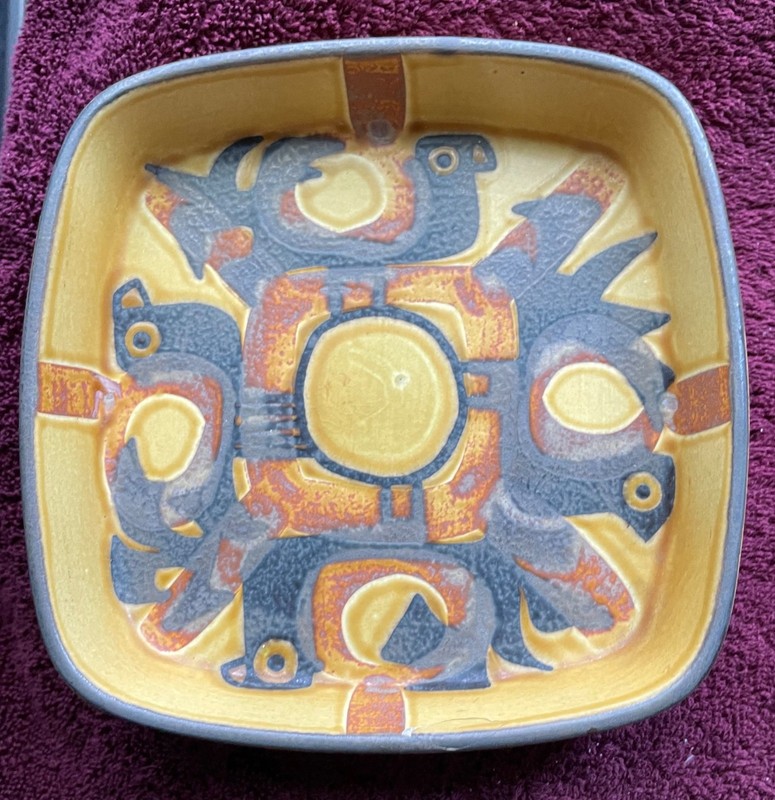 Royal Copenhagen Boca Faience Mid Century Initialed & Numbered Square Dish