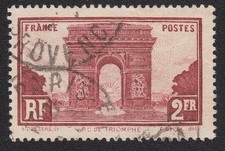 timbre de France 1929-31 Arc de Triomphe Y&T n°258 2 francs oblitéré Paris
