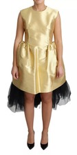 Dolce & Gabbana Gold Polyester Sleeveless A-line Tulle Women's Dress Authentic