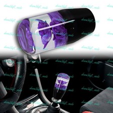 Jdm 10cm Vip Purple Real Flowers Manual Gear Stick Shift Knob Lever Shifter X1