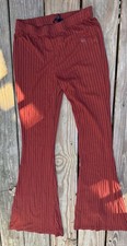Forever 21 Ribbed Knit Flared Pants Rust Red Medium
