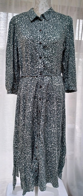 MARKS & SPENCER ~ size 12 ~ Khaki Mix Button Through Midi Dress ~ NWOT