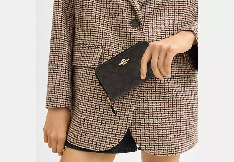 NWT COACH MEDIUM ID ZIP AROUND WALLET | eBay