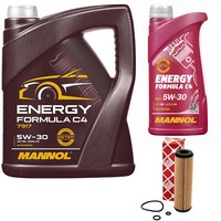 MotoröL Set Mannol 5W30 C4 API SN 6 Liter + ÖLfilter FüR Mercedes C-Klasse CLC