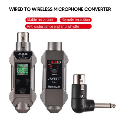 UHF 570~598MHz Wired to Wireless Microphone System XLR Transmitter Receiver 16CH