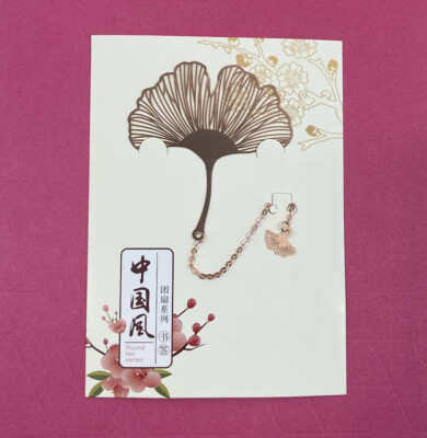 New Pink Gold Tone Asian Style Flower Bookmark with Chain Gift Ideas