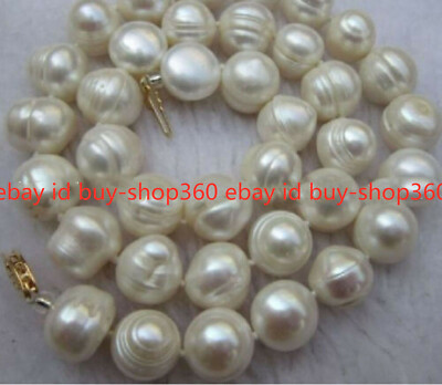 Gorgeous 10-11mm South Sea Round White Pearl Necklace &bracelet&ring