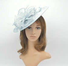 MF681 Powder Blue Kentucky Derby Wedding Church Easter Race Sinamay Fascinator