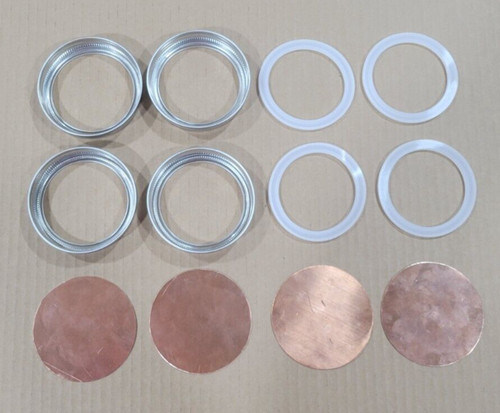 4 X Thumper Gin Basket 20oz Copper Disk, Wide Mouth STAINLESS Jar Band, Gasket