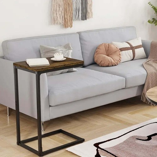 NNETM Contemporary C-Shaped Side Table in Rural Brown - Versatile and Stylish - Picture 5 of 7
