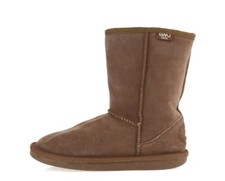 Kids Girl EMU WOOL 225712 Dark brown Suede Sheepskin Short Winter Boots size 4