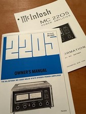 McIntosh MC2205 Stereo Power Amplifier Service  Owner's manual  NEW
