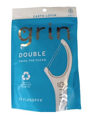 Grin Flosspyx - Double Strung ''Twice the Clean'' Dental Floss Picks - 75 Ct L30