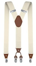 Suspenders for Men - Men's Solid Straight Clip Adjustable Y Back 1 Beige