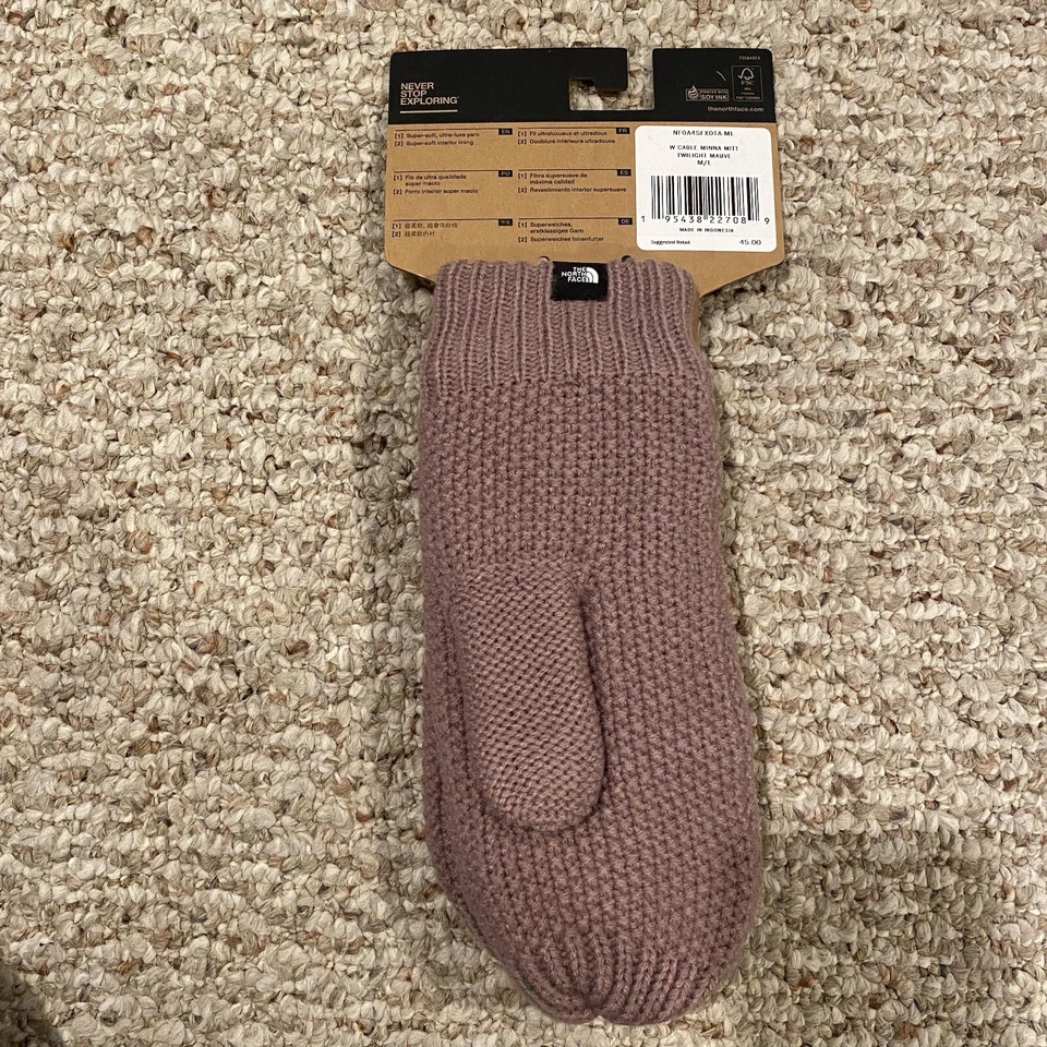 Mitones tejidos con cable Minna The North Face para mujer crepúsculo malva medianos grandes nuevos con etiquetas Foto 4 de 4