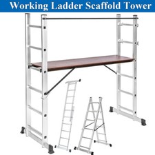 Working Scaffold Scaffolding Tower Aluminium 6 Steps Ladder 3 in 1 Platform UK
