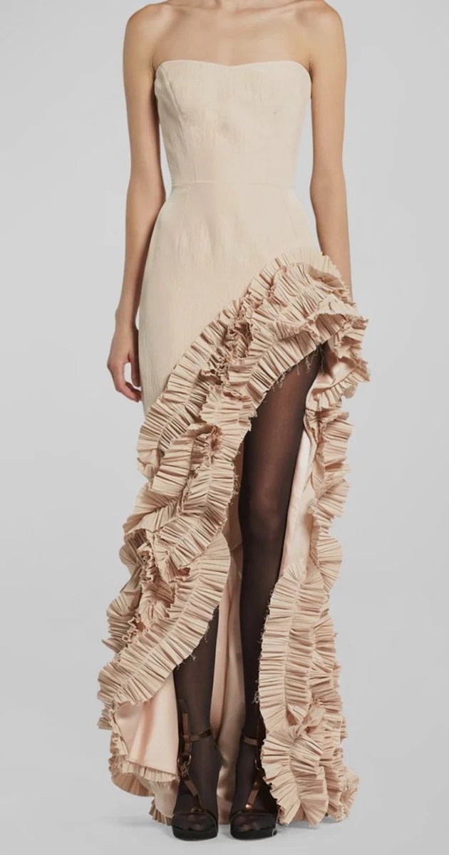$3780 Maticevski Womenu0026#039;s Beige Silk Blend Ruffled High-Low Gown Size  AU6/US2 | eBay
