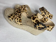 sole society espadrilles animal print ankle buckle size 8.5 audrina