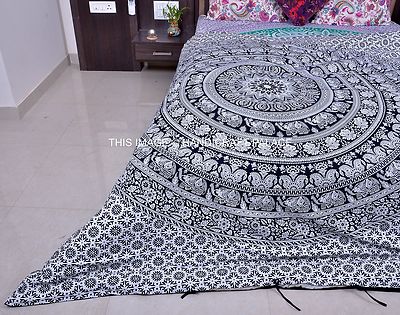 Reversible Queen Duvet Cover Set Decor Elephant Mandala Printed Comforter Cover 