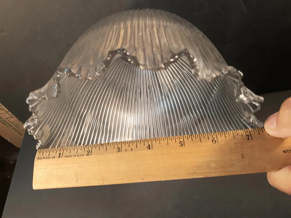 2 " Fitter Holophane Ribbed Glass Pendant Light Shade Torchier Pendant GC134 - Image 4 of 4