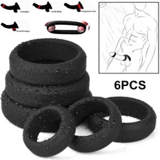 6 In1 Silicone Cock Ring Penis Erection Enhancer Stay Harder Sex Toys For Men US
