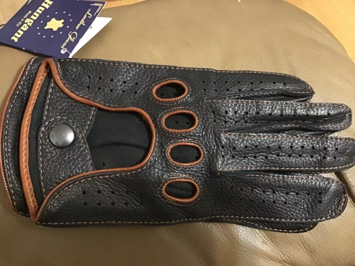 Hungant leather gloves new size 9 black and brown accents driving