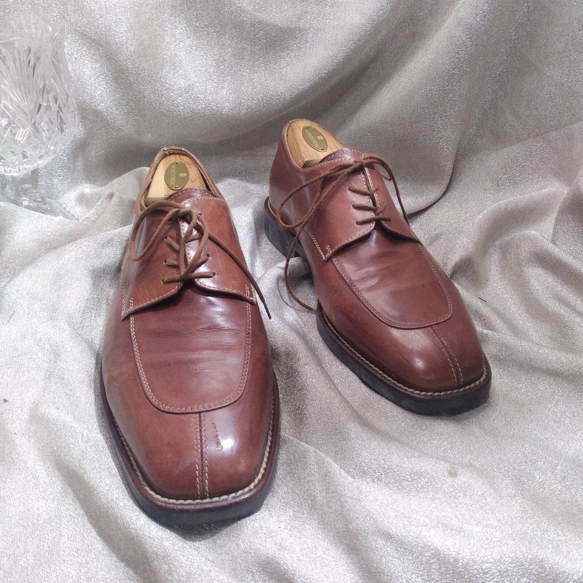 MICHAEL TOSCHI Brown Leather Oxford Apron Split Toe Men Shoes US