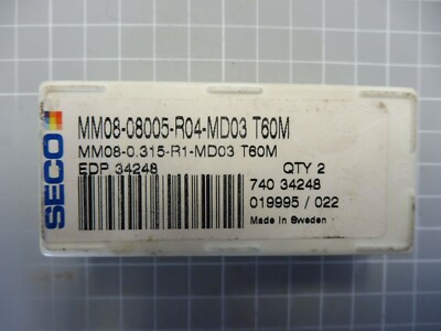 2 x SECO Fräskopf; MM08-08005-R04-MD03 T60M; MM08-0.315-R1-MD03 T60M; EDP 34248