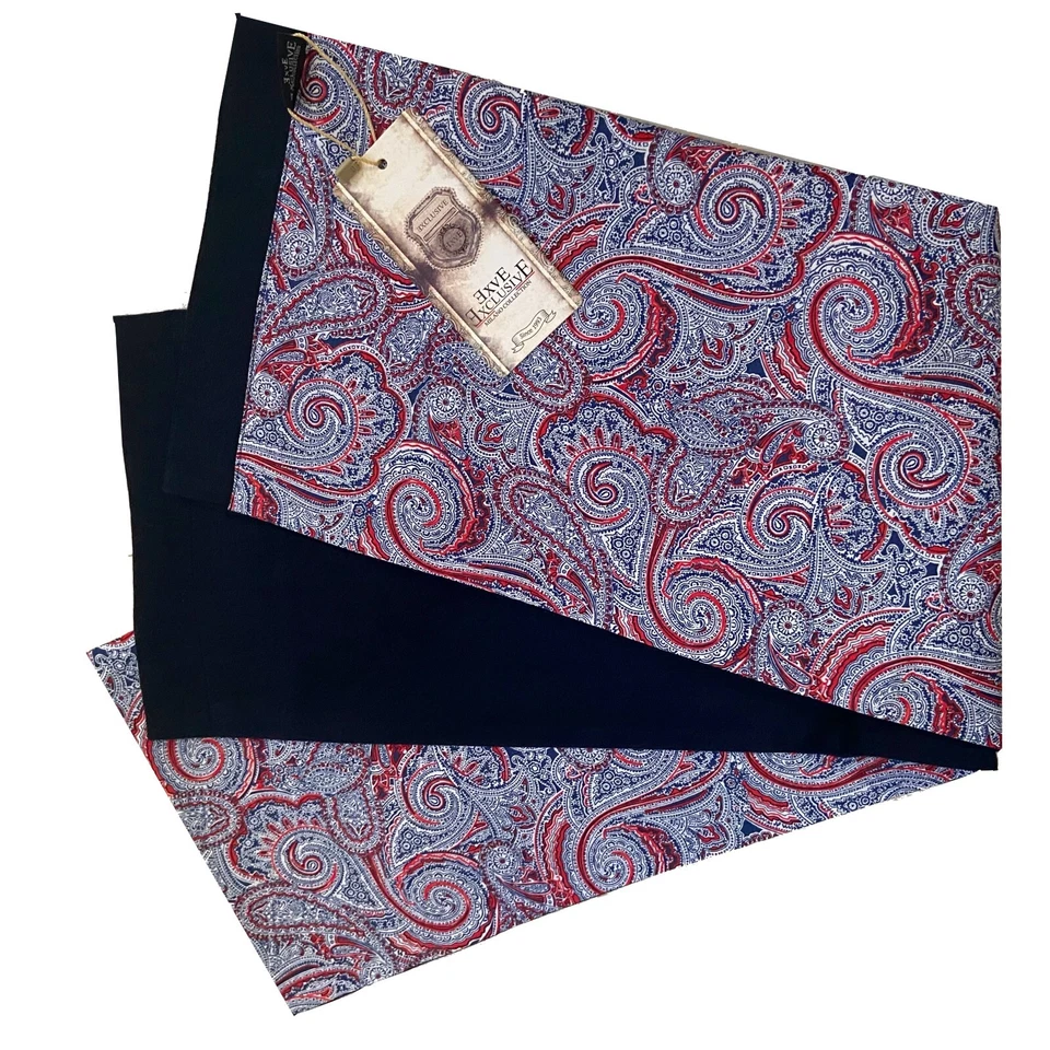 ИТАЛЬЯНСКИЙ ДИЗАЙНЕР красный белый синий пейсли шелк/кашемир двусторонний шарф - Изображение 2 из 2