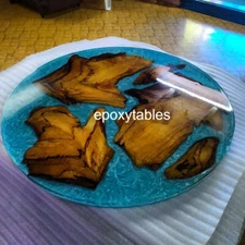 Blue Epoxy Resin Coffee & Tea Table Top Modern Farmhouse Furniture Console Decor