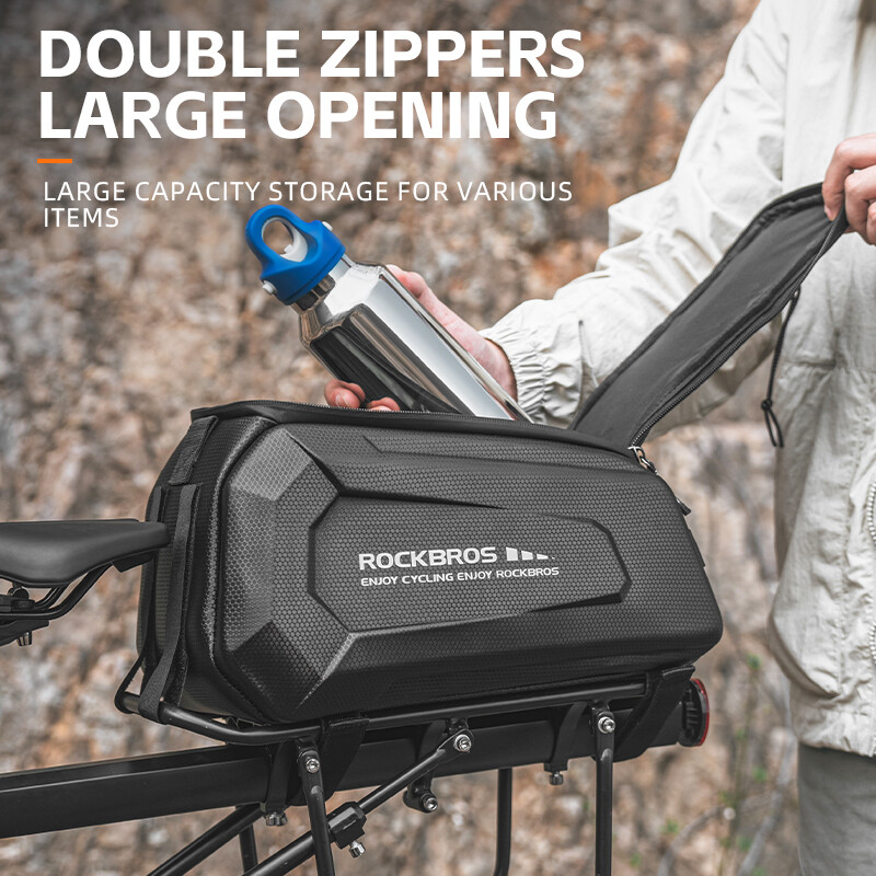 Bike Rear Rack Hard Shell ROCKBROS Bike Hard Shell Trunk Bag Bicycle Rear Rack Pack Bag Pannier ...