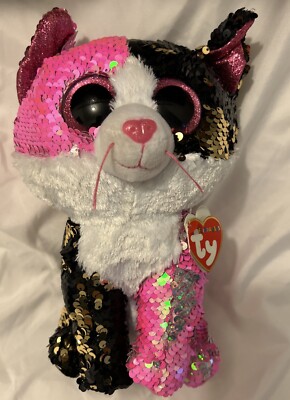 Ty Beanie Boos Flippables 9'' MALIBU the Color Changing Sequins Cat Plush