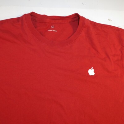 APPLE MAC IMAC EMPLOYEE STAFF CREW UNIFORM TEE T SHIRT Mens L Red