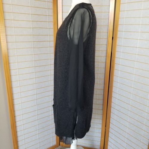 Dries van Noten Cardigan Sweater Open Front Cashmere and Silk Black Duster Large - Picture 4 of 14