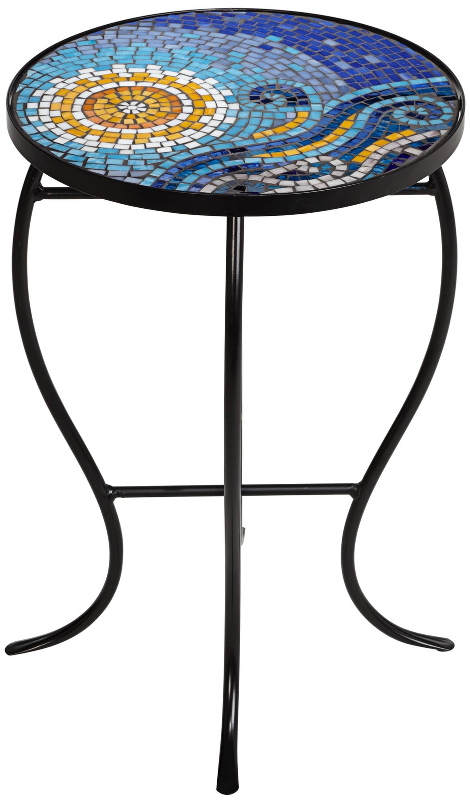 Ocean Mosaic Black Iron Outdoor Accent Table eBay
