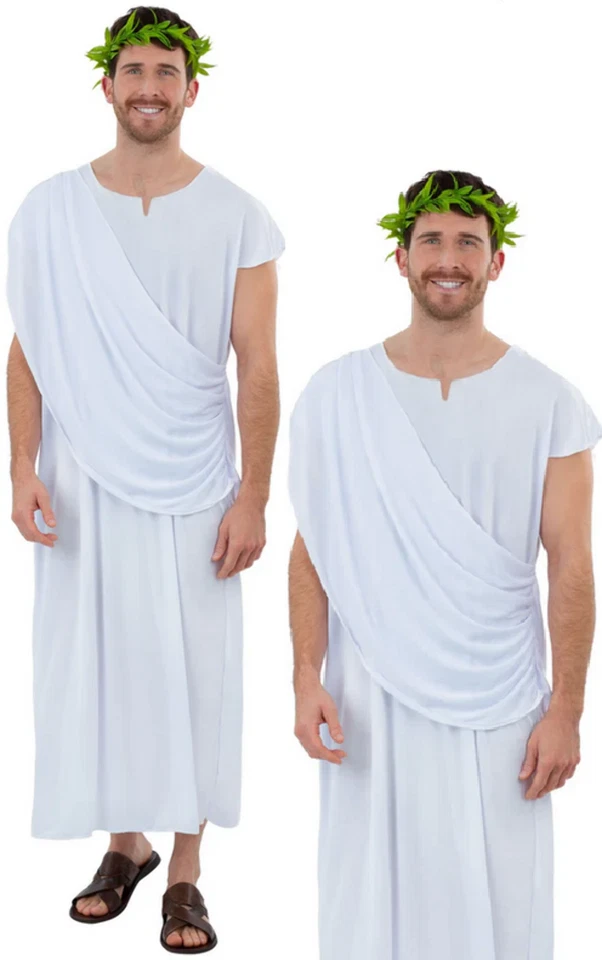Smiffys Toga Herren Ceaser Römer Kostüm Fancy Dress Party Weiß Polyester S-XL - Bild 1 von 1