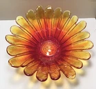 Blenko Hand Crafted Glass Tangerine Sunflower Bowl