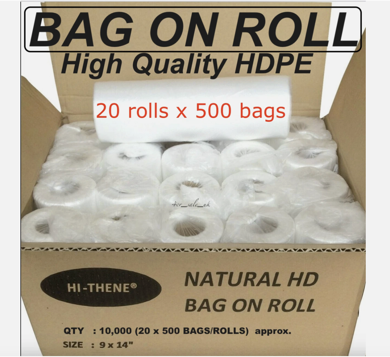 HD Polythene Bags on a Roll 20x500 | 9x14"" Food Fruit Vegetable Butchers Counter